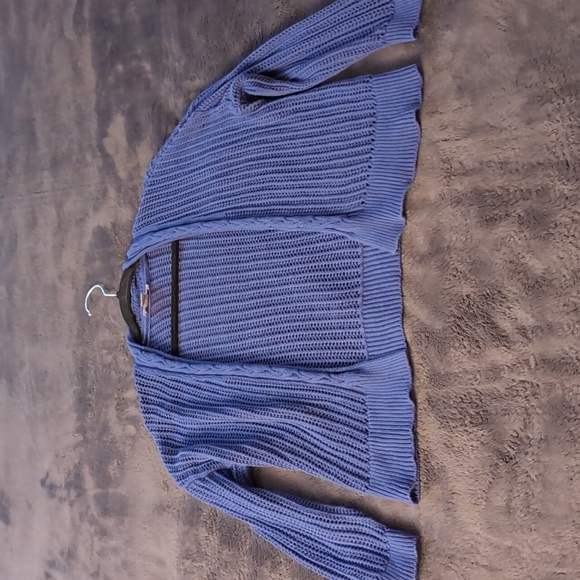 Loft| Blue Long Sleeved Light Knit Cardigan Cotton - Picture 7 of 12